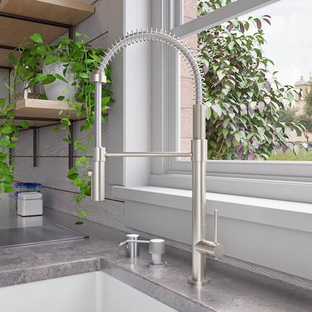 Alfi Brand Brushed Nickel Commercial Spring Kitchen Faucet ABKF3732-BN